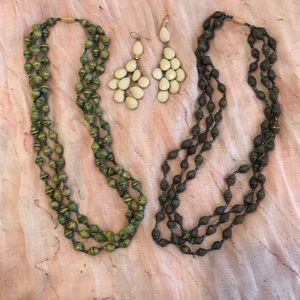 Earrings and necklaces